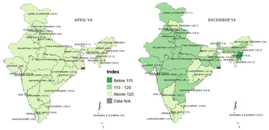 Banner of State Level Consumer Price Index (CPI) during April 2014 to December 2014