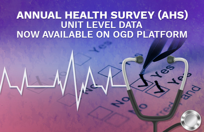 Banner of Annual Health Survey (AHS) unit level data now available on OGD Platform