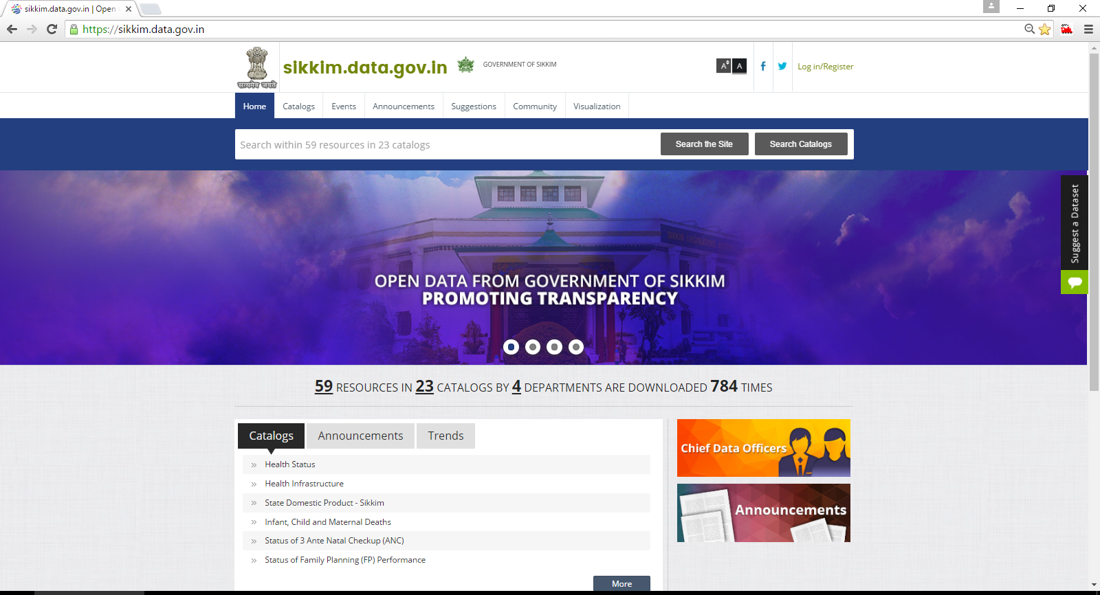 Sikkim Data Portal Home Page 1