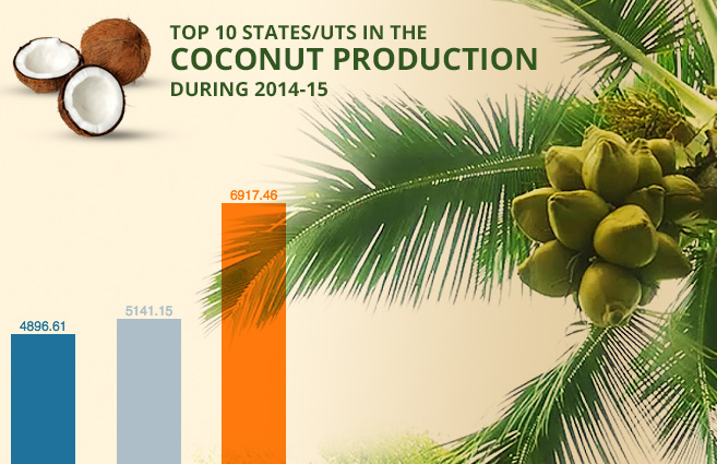 Banner of Top 10 States/UTs in the Coconut Production during 2014-15