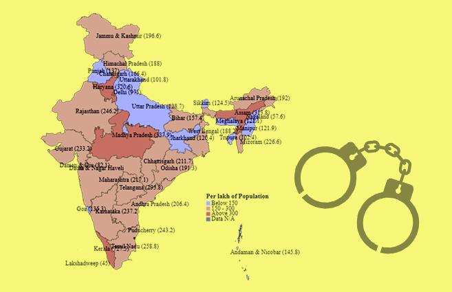 Banner of State/UT-wise Cognizable IPC Crime rate in India during 2016