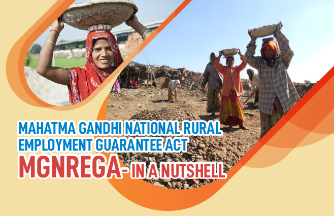 Banner of Mahatma Gandhi National Rural Employment Guarantee Act (MGNREGA) – In a Nutshell