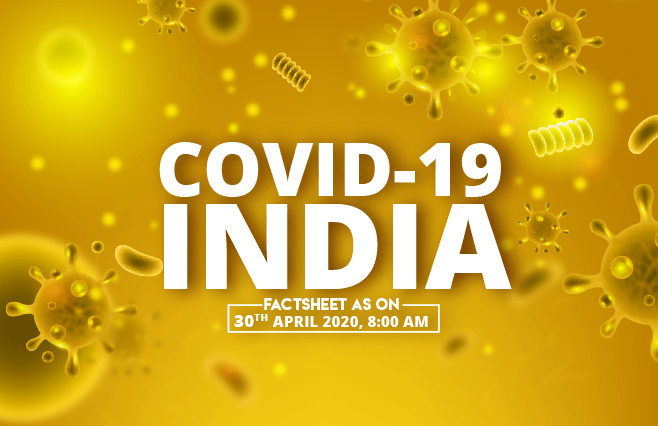 Banner of COVID-19 India Factsheet As on 30th April 2020, 8:00 AM