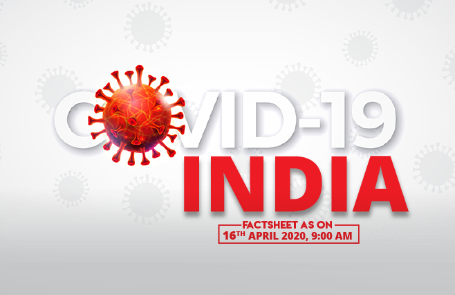 Banner of COVID-19 India Factsheet As on 16th April 2020, 9:00 AM