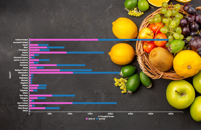 Banner of Production of Total Fruits during 2018-19 & 2019-20