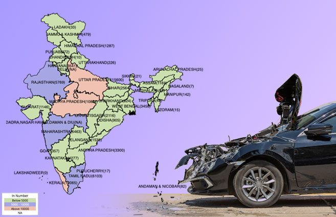 Banner of State/UT-wise Cases of Road Accidents due to Dangerous or Careless Driving/ Over-Taking/etc. during 2020