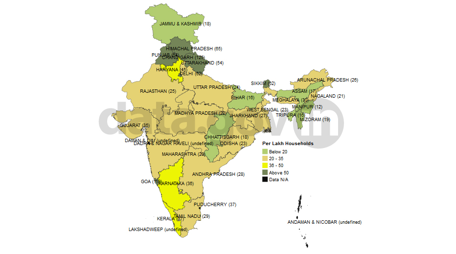 Banner of Number of Nationalized Bank Branches Per Lakh Households – 2012
