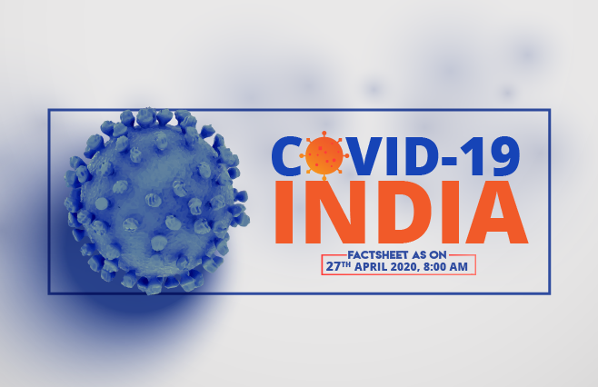 Banner of COVID-19 India Factsheet As on 27th April 2020, 8:00 AM