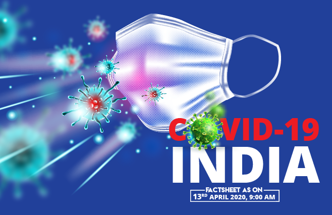 Banner of COVID-19 India Factsheet As on 13th April 2020, 9:00 AM
