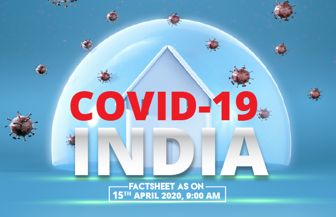 Banner of COVID-19 India Factsheet As on 15th April 2020, 9:00 AM