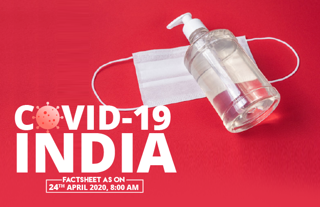 Banner of COVID-19 India Factsheet As on 24th April 2020, 8:00 AM