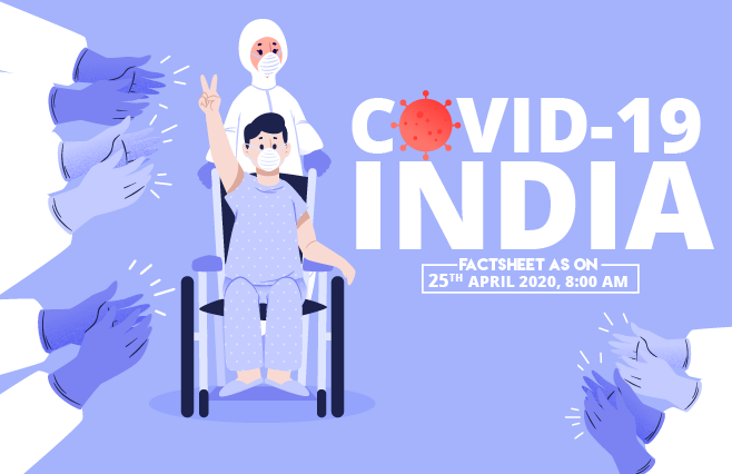 Banner of COVID-19 India Factsheet As on 25th April 2020, 8:00 AM