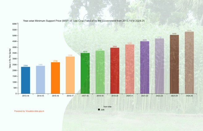 Banner of Year-wise Minimum Support Price (MSP) of Jute Crop Fixed of by the Government from 2013-14 to 2024-25